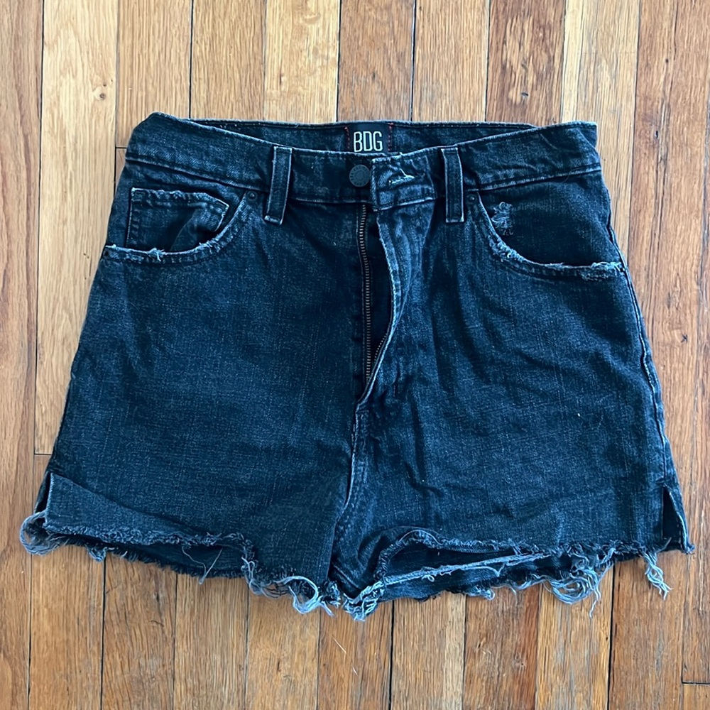 BDG black denim shorts